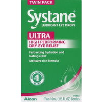 Systane Ultra Eye Drops, Lubricant, High Performance, Twin Pack, 2 Each