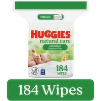 Huggies Natural Care Sensitive Baby Wipes, Unscented, 184 Each