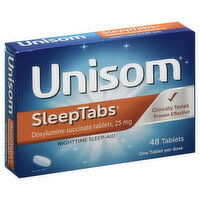 Unisom SleepTabs Nighttime Sleep-Aid, 25 mg, Tablets, 48 Each