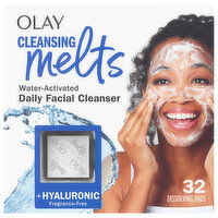 Olay Cleansing Melts Facial Cleanser, Daily, Water-Activated, 32 Each