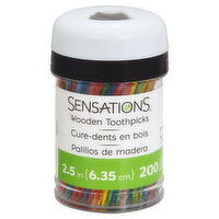 Sensations Toothpicks, Wooden, 200 Each