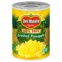 Del Monte Crushed Pineapple, 100% Juice, 20 Ounce