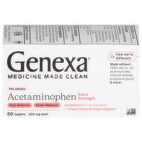 Genexa Acetaminophen, Extra Strength, For Adults, Caplets, 50 Each