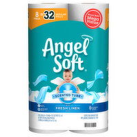 Angel Soft Bathroom Tissue, Fresh Linen Scent, Mega Rolls, 2-Ply, 8 Each