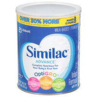 Similac Advance Infant Formula, with Iron, Milk-Based Powder, Birth-12 Months, 30.8 Ounce