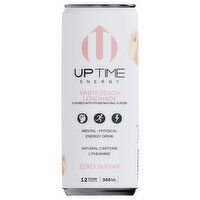 Uptime Zero Sugar White Peach Lemonade Energy Drink, 12 Fluid ounce