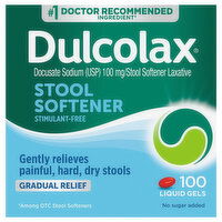 Dulcolax Stool Softener, 100 mg, Liquid Gels, 100 Each