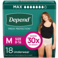 Depend Fresh Protection Incontinence Underwear for Women, Maximum Absorbency, 18 Each