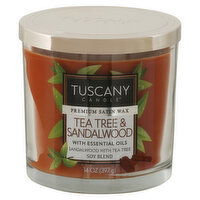 Tuscany Candle Candle, Premium Satin Wax, Tea Tree & Sandalwood, 1 Each