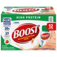 Boost Balanced Nutritional Drink, High Protein, Creamy Strawberry, 12 Each