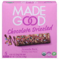 MadeGood Granola bars, Chocolate Drizzled, Birthday Cake Flavor, 5 Each