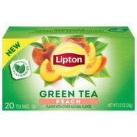 Lipton Green Tea, Peach, Tea Bags, 20 Each