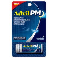 Advil PM Pain Reliever, Sleep-Aid, Nighttime, Coated Caplets, 8 Each