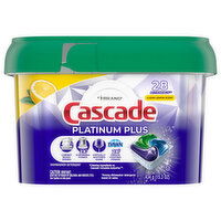 Cascade Platinum Plus Dishwasher Detergent, Clean Lemon Scent, ActionPacs, 28 Each