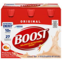 Boost Balanced Nutritional Drink, Original, Peaches & Creme Flavor, 6 Each