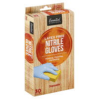 Essential Everyday Gloves, Nitrile, Latex Free, One Size Fits Most, 30 Each