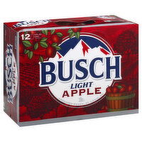 Busch Light Beer, Apple, Light, 12 Each