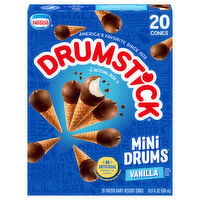 Drumstick Mini Drums Frozen Dairy Dessert Cones, Vanilla, 20 Each