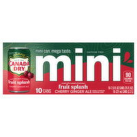 Canada Dry Cherry Ginger Ale, Caffeine Free, Fruit Splash, Mini, 10 Each