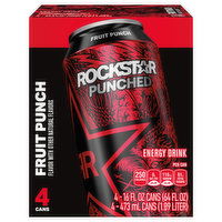 Rockstar Punched Energy Drink, Fruit Punch, 4 Each