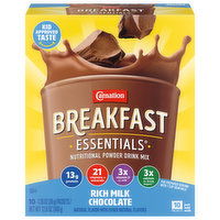 Carnation Breakfast Essentials Powder Drink Mix, Nutritional, Rich Milk Chocolate, 10 Each