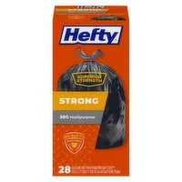 Hefty Strong Trash Bags, Multipurpose, Drawstring, Large, 30 Gallon, 28 Each