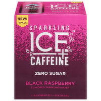 Sparkling Ice +Caffeine Sparkling Water, Zero Sugar, Black Raspberry Flavored, 4 Pack, 4 Each