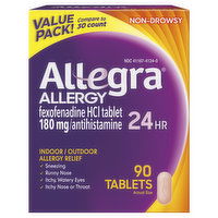 Allegra Allergy Relief, 180 mg, Tablets, Value Pack, 90 Each