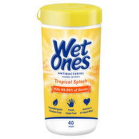 Wet Ones Hand Wipes, Antibacterial, Tropical Splash, 40 Each