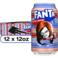 Fanta Fruit Punch Caffeine Free Soda Soft Drink, Chucky's Punch Halloween Edition, 12 Fluid ounce
