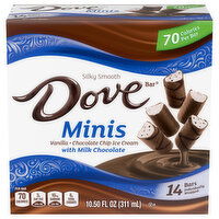 Dove Minis with Milk Chocolate Vanilla/Chocolate Chip Ice Cream Bars, 14 Each