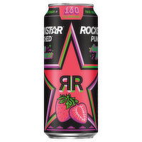 Rockstar Punched Energy Drink, Strawberry, Aguas Frescas, 16 Fluid ounce