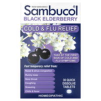 Sambucol Cold & Flu Relief, Black Elderberry, Quick Dissolve Tablets, 30 Each