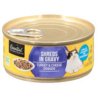 Essential Everyday Cat Food, Turkey & Cheese Dinner, Shreds in Gravy, 5.5 Ounce