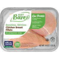 Just Bare Boneless Skinless Chicken Breast Fillets, 18 Ounce