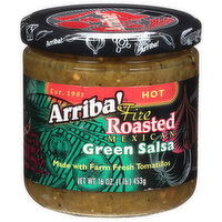 Arriba! Green Salsa, Fire Roasted, Mexican, Hot, 16 Ounce