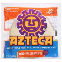 Azteca Tortillas, Original Thin Flour, Fajita, 10 Each