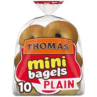 Thomas' Plain Pre-sliced Mini Bagels, 10 count, 15 oz, 10 Each