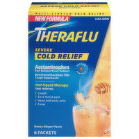 Theraflu Cold Relief, Multi-Symptom, Severe, Honey Ginger Flavor, 6 Each