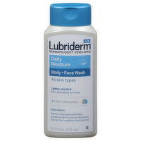 Lubriderm Body + Face Wash, Daily Moisture, Lightly Scented, 16 Fluid ounce