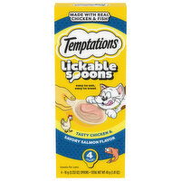 Temptations Lickable Spoons Treats for Cats, Tasty Chicken & Savory Salmon Flavor, 4 Each