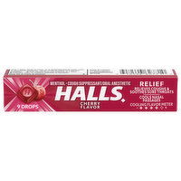 Halls Relief Cough Drops, Cherry Flavor, 9 Each