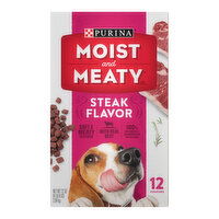 Moist & Meaty Purina Moist and Meaty Steak Flavor Soft Dog Food Pouches, 12 Each