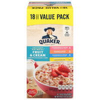 Quaker Oatmeal, Fruit & Cream, Instant, Value Pack, 18 Each