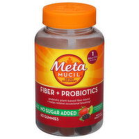 Metamucil No Sugar Added Gummies Strawberry Kiwi & Blackberry Flavored Fiber + Probiotics, 60 Each