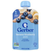 Gerber Puree, Banana Blueberry, Sitter 2nd Foods, 3.5 Ounce