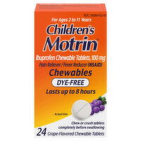 Children's Motrin Children's Ibuprofen, 100 mg, Chewables, Dye-Free, Grape Flavor, 24 Each