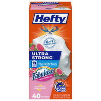 Hefty Ultra Strong 13 Gallon Fabuloso Watermelon Tall Kitchen Drawstring Bags, 40 Each