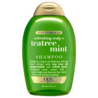 Ogx Shampoo, Refreshing Scalp + Teatree Mint, Extra Strength, 13 Fluid ounce