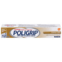 Poligrip Denture Adhesive Cream, Super, Extra Care, 2.2 Each